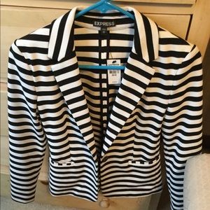 Express black and white striped blazer